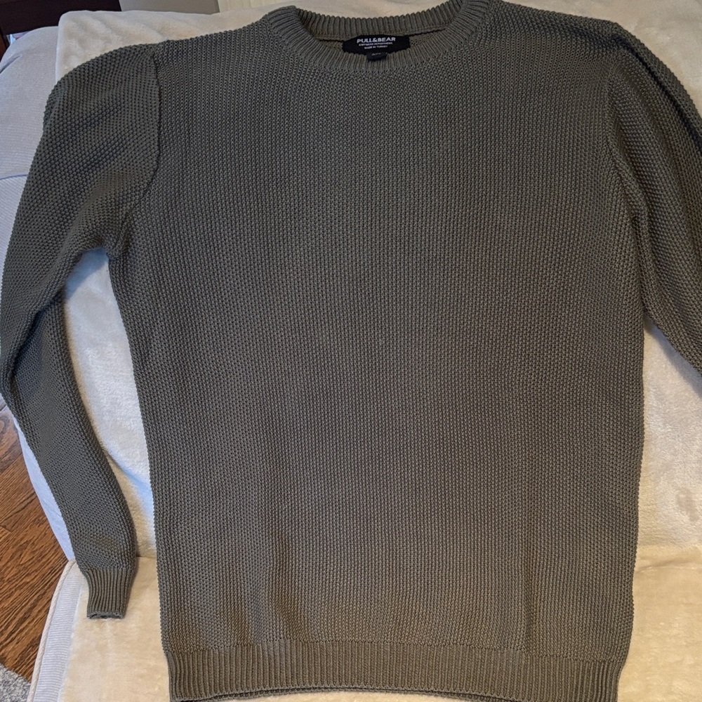 Pull&Bear Khaki Crewneck Sweater